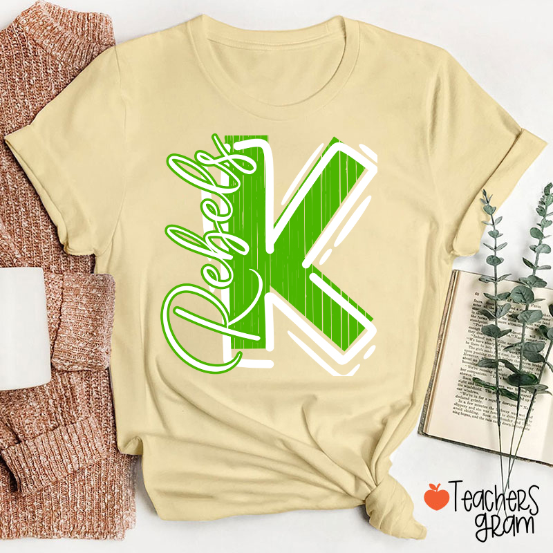 Personalized School Spirit Mascot Initial Teacher T-Shirt