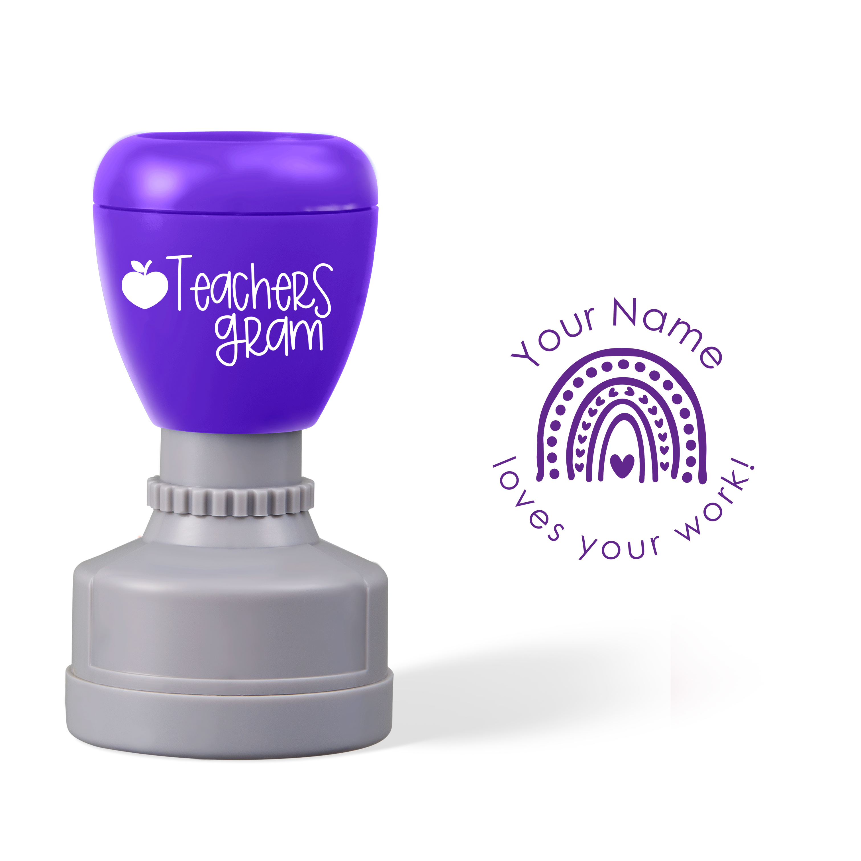 Personalized Loves Your Work Teacher Stamp-Teachersgram