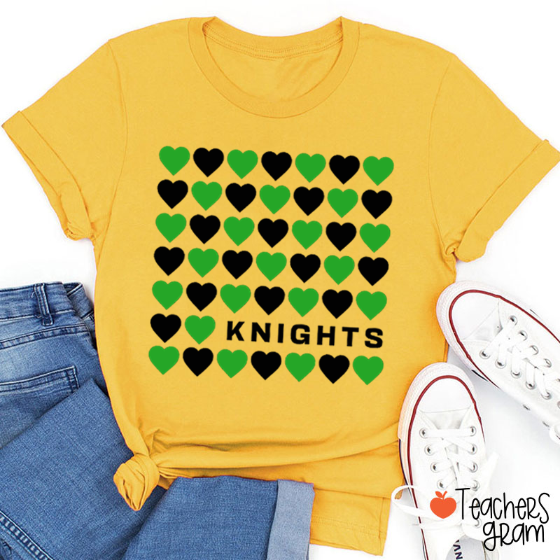 Personalized Mascot Team Color Heart Teacher T-Shirt