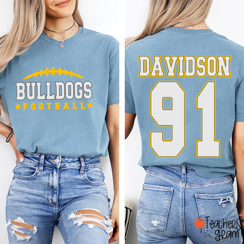 Personalized Name And Sport Number Teacher Two Sided T-Shirt
