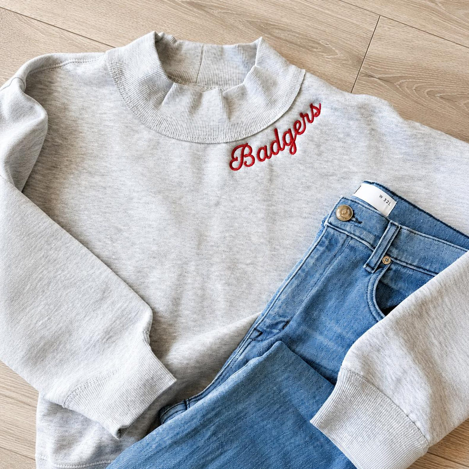 Personalized Name Embroidered Collar Mockneck