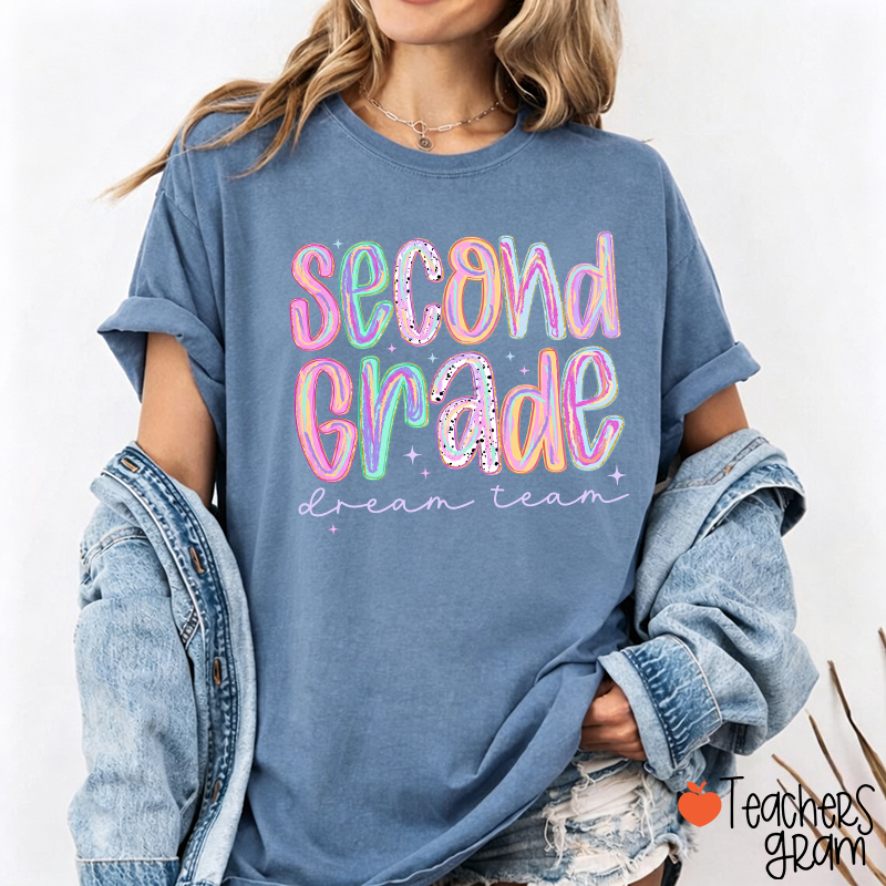 Personalized Pastel Rainbow Grade Dream Team Teacher T-Shirt
