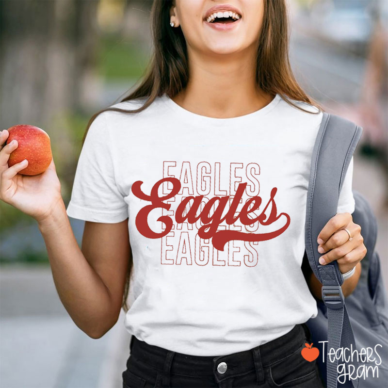 Personalized Mascot Stacked Script Teacher T-Shirt