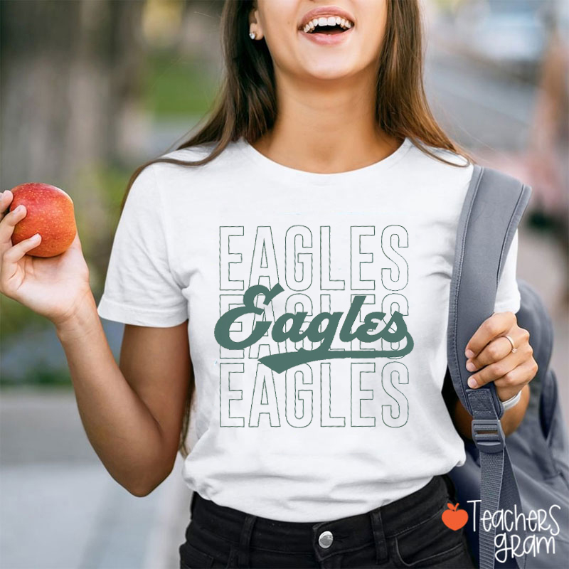 Personalized Mascot Stacked Script Teacher T-Shirt