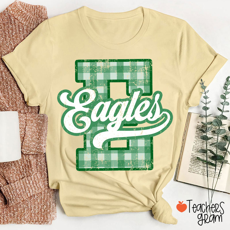 Personalized Mascot Sport Gingham Varsity Teacher T-Shirt