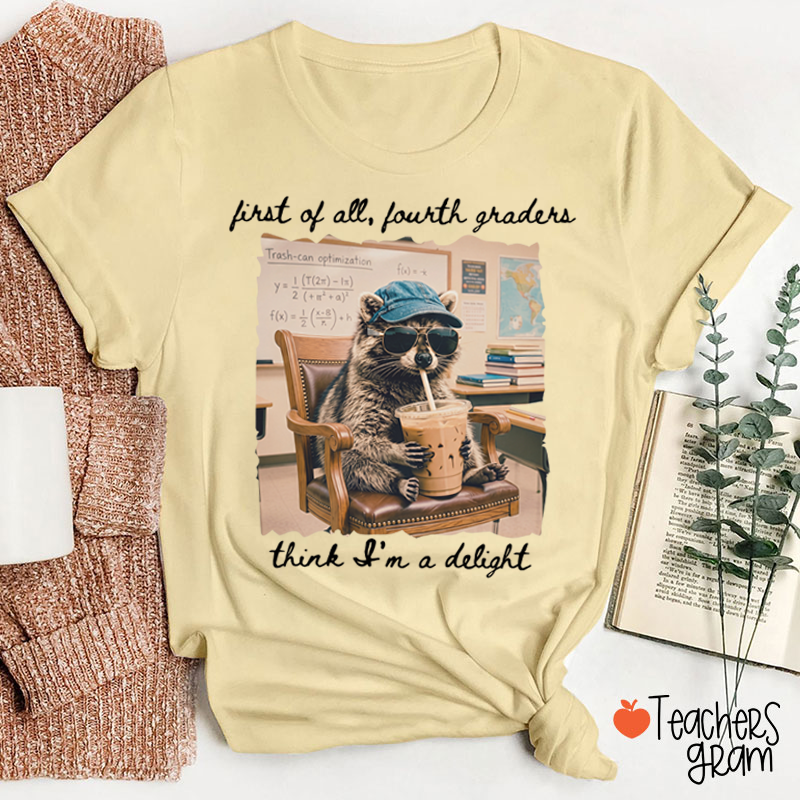 Personalized Grade Funny Coffee Raccoon Meme Teacher T-Shirt