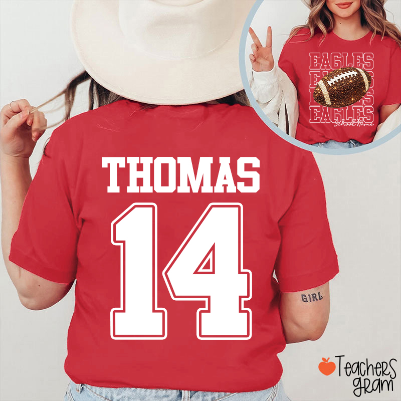 Personalized Team Name Number Sport Teacher Two Sided T-Shirt