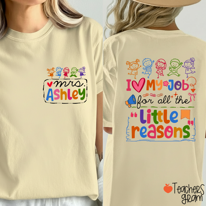 Personalized Name Colorful Quote Front And Back Print Teacher Two Sided T-Shirt