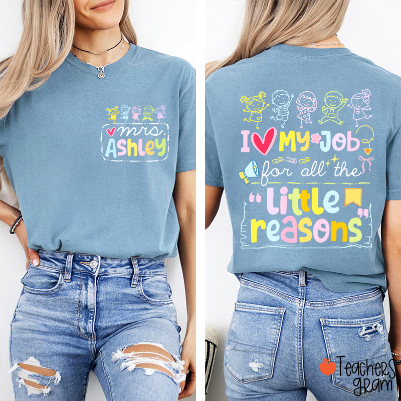 Personalized Name Colorful Quote Front And Back Print Teacher Two Sided T-Shirt