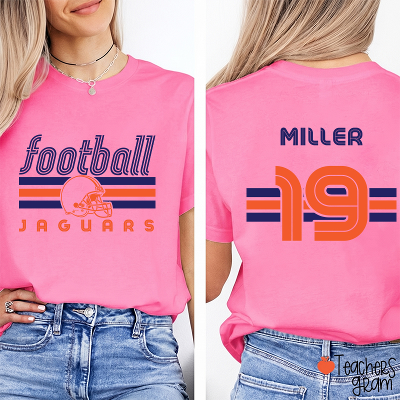 Personalized Mascot Name And Number Sport Teacher Two Sided T-Shirt