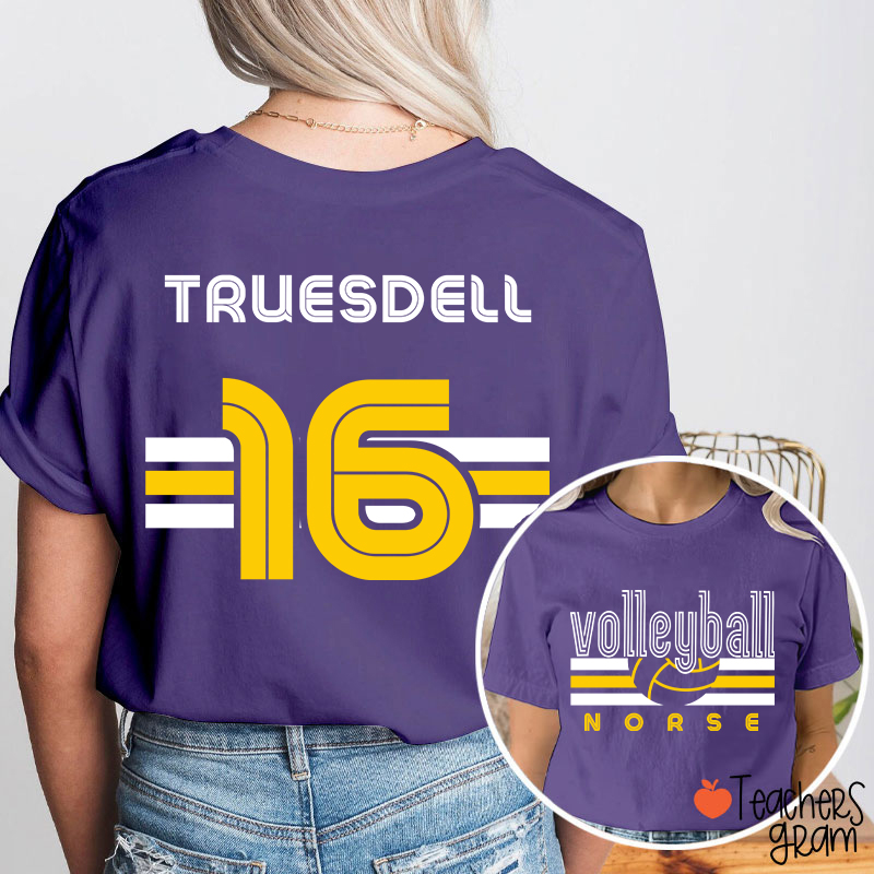 Personalized Mascot Name And Number Sport Teacher Two Sided T-Shirt
