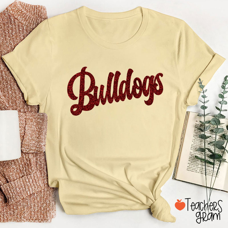Personalized Glitter Script Teacher T‑Shirt