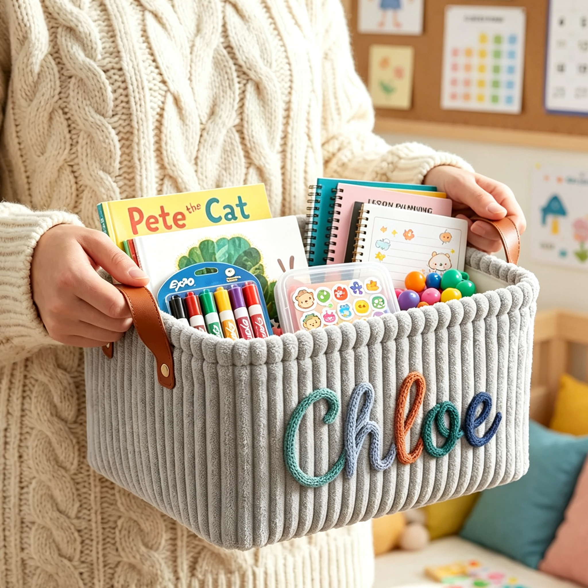 Personalized Corduroy Storage Basket