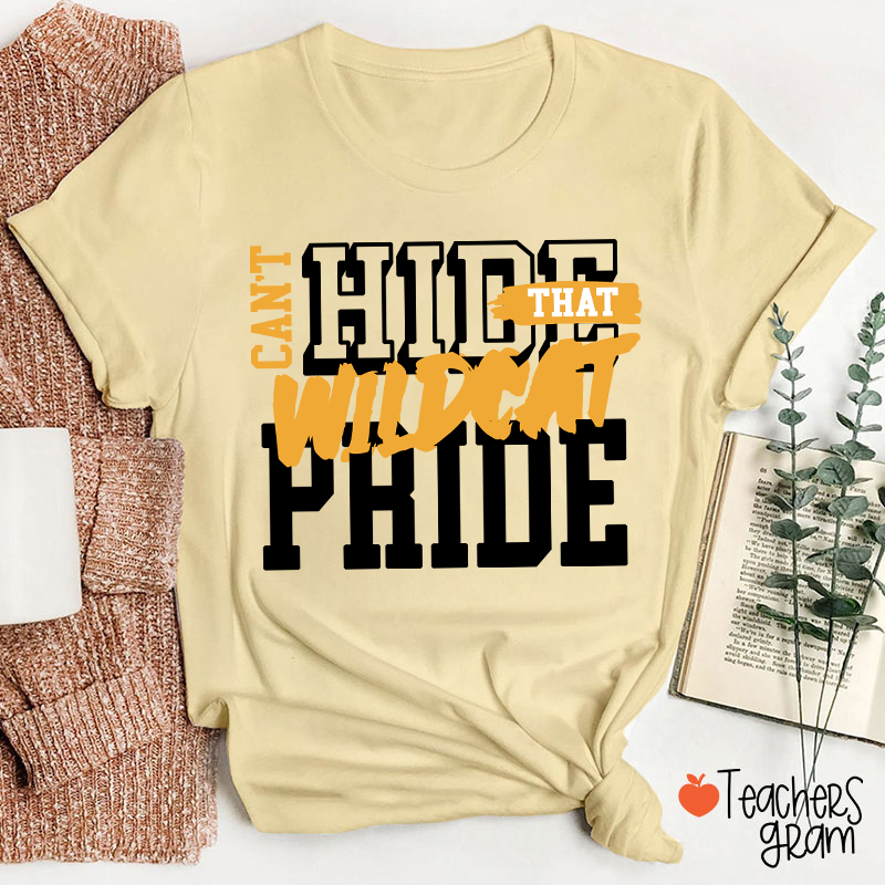 Personalized Can't Hide That Warrior Pride Bold Color Block Text Graphic Teacher T‑Shirt