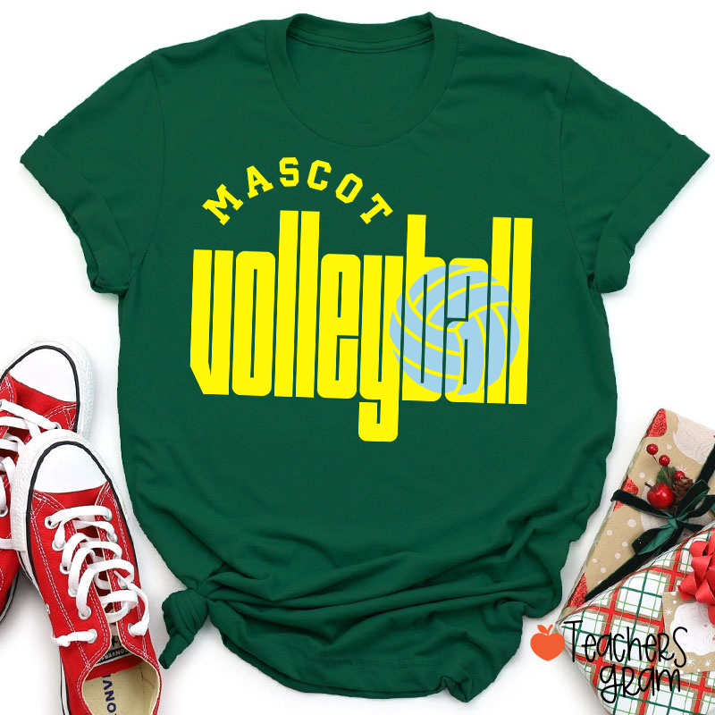 Personalized Mascot Volleyball Retro Game Day Teacher T-Shirt