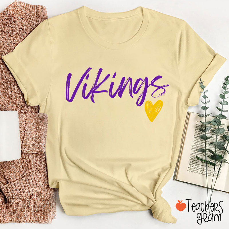 Personalized Mascot Sport Handwritten Heart Teacher T‑Shirt