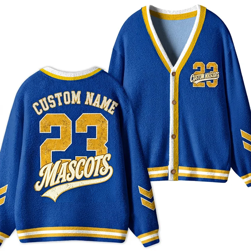 Personalized Mascot Retro Sport Team Name Number Teacher Ugly Cardigan Sweaters