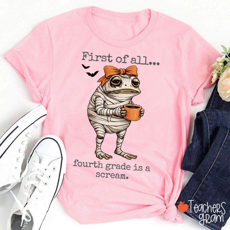 Personalized Grade Funny Frog Monster Character Bat Teacher T‑Shirt