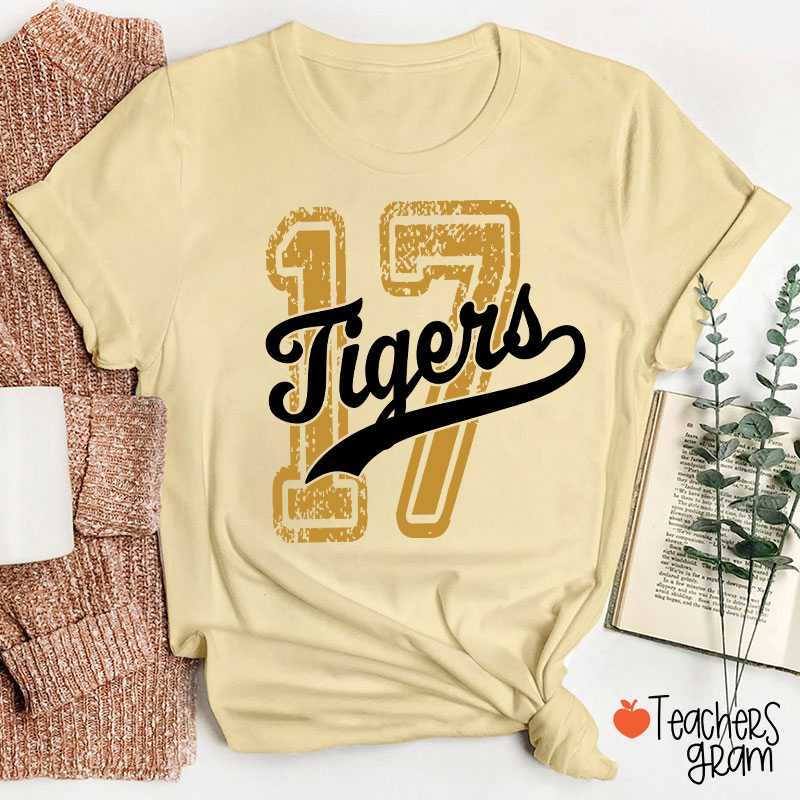 Personalized Mascot Vintage Number Graphic Sports Teacher T‑Shirt