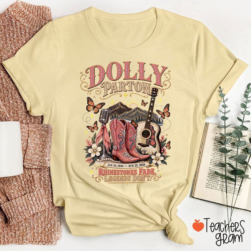 Dolly Parton Western Cowboy Boots Floral Teacher T‑Shirt