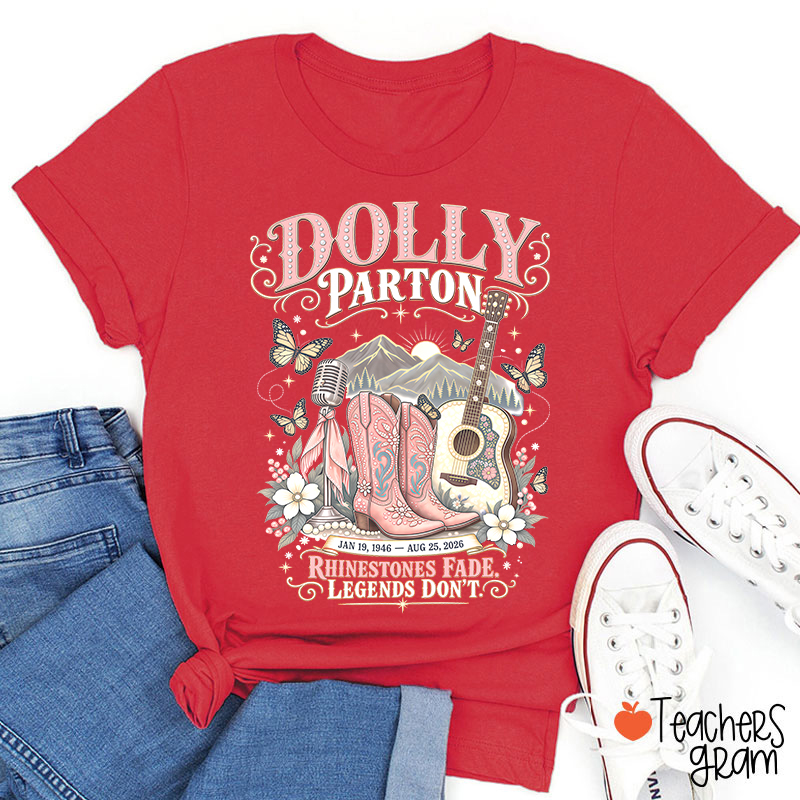 Dolly Parton Western Cowboy Boots Floral Teacher T‑Shirt