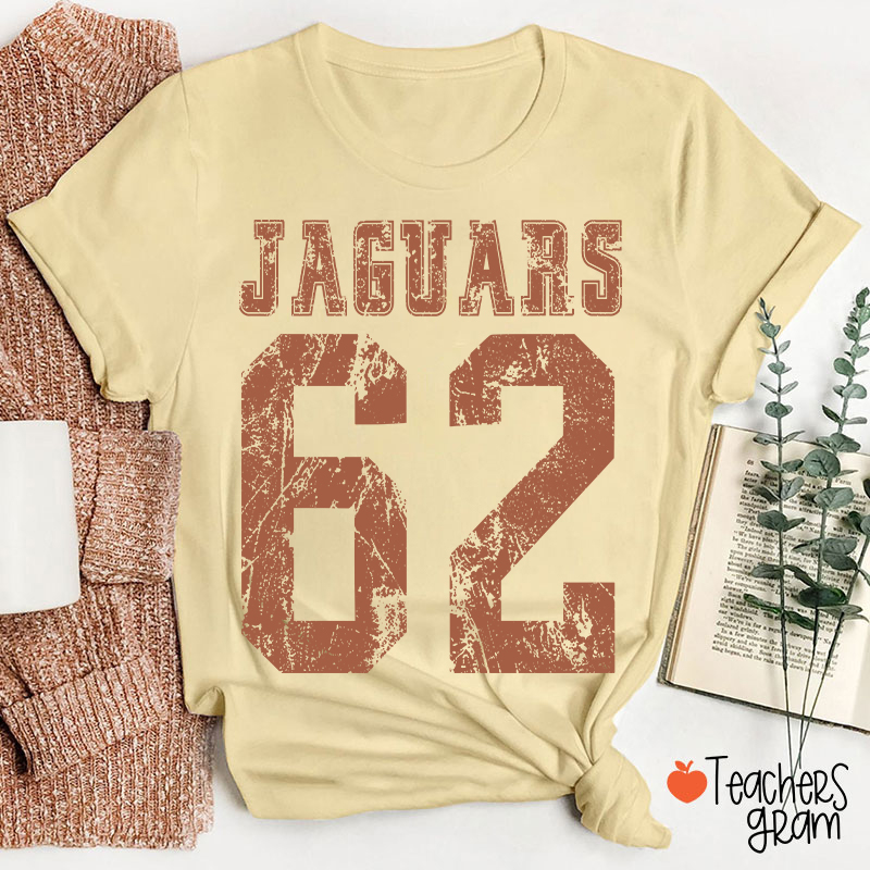 Personalized Mascot Number Vintage Distressed Sport Teacher T‑Shirt