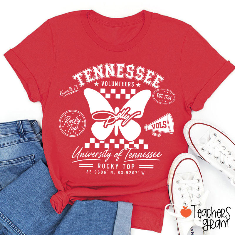 Tennessee Volunteers Rocky Top Dolly Butterfly Teacher T-Shirt
