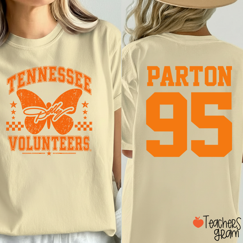  Volunteers Butterfly Vintage Graphic Teacher Two Sided T-Shirt