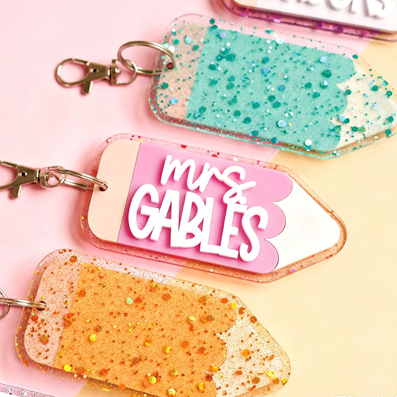 Personalized Pencil Shaped Teacher Keychain