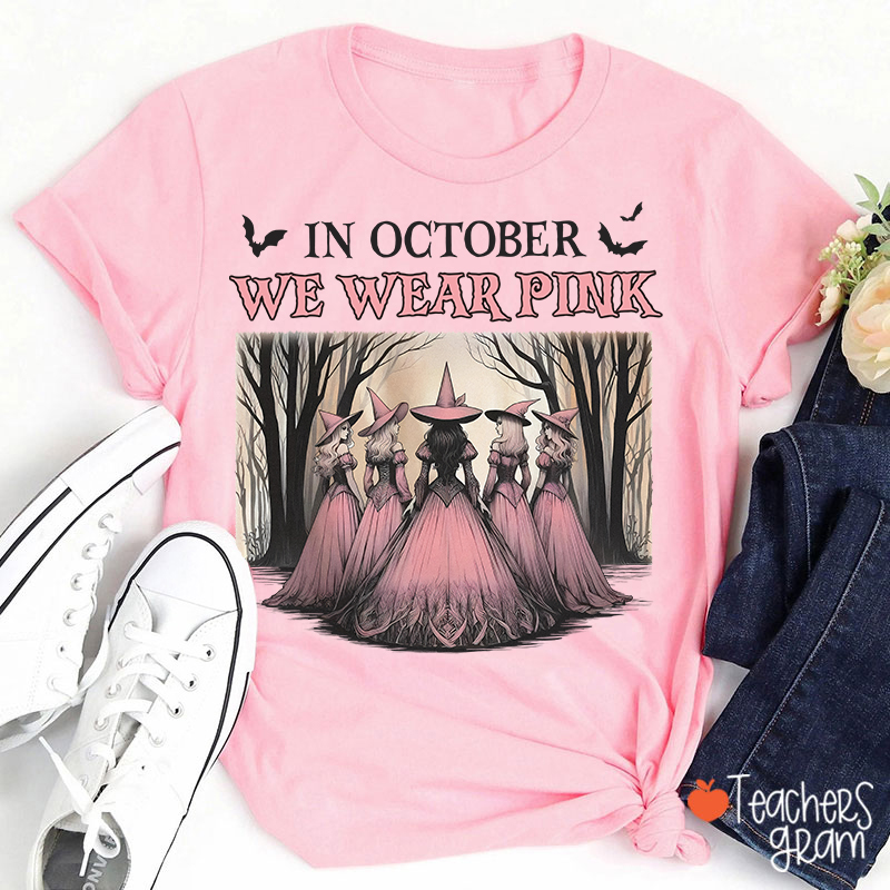 October Pink Witches Teacher T-Shirt