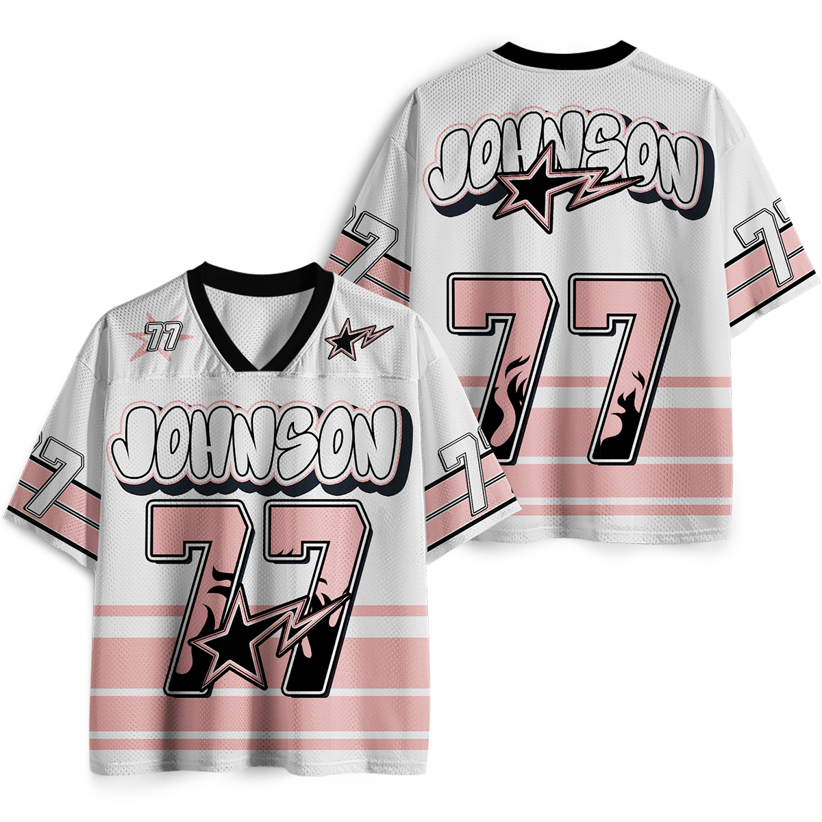 Personalized Name And Number Flame Silhouette Teacher Mesh Jersey