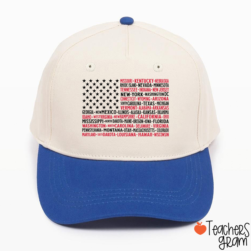 Vintage American Flag 4th Of July Teacher Baseball Cap