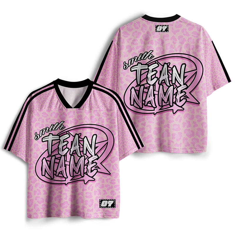Personalized Team Name And Number Pink Leopard Teacher Mesh Jersey
