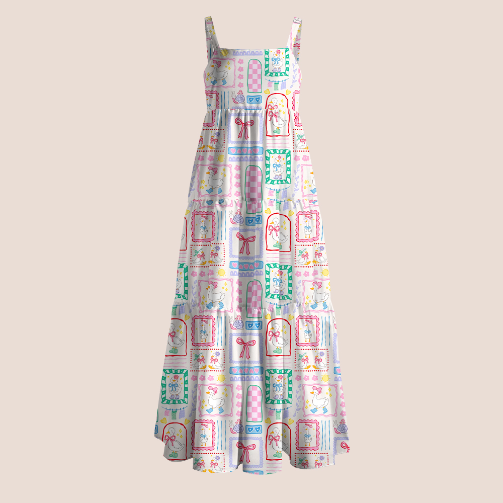 Cute Cartoon Goose And Bow Teacher Slip Dress