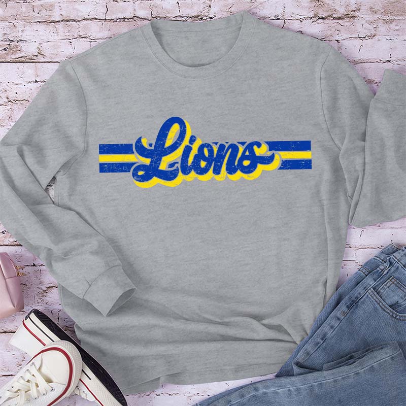 Personalized Mascot Contrast Color Line Teacher T-Shirt Teacher Long Sleeve T-Shirt