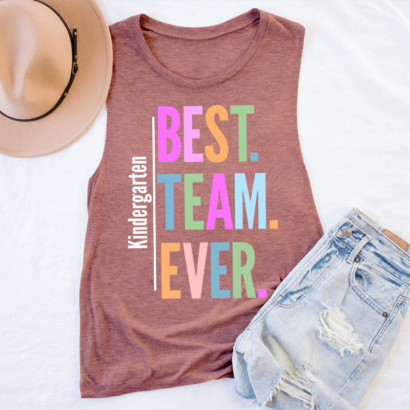 Personalized Neon Color Best Team Ever Teacher Tank Top