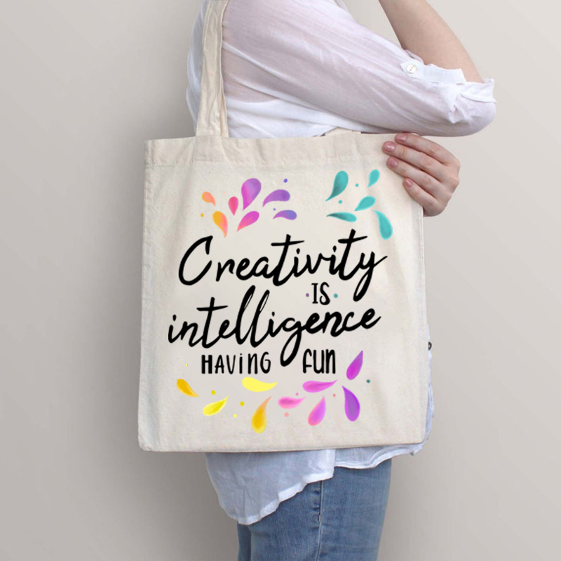 Creativity Is Intelligence Having Fun Teacher Tote Bag
