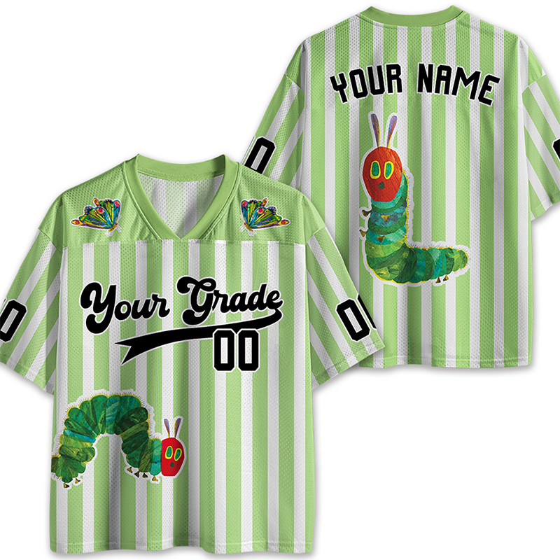 Personalized Grade And Name Cute Caterpillar Teacher Mesh Jersey