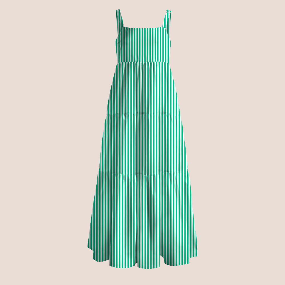 Summer Green Striped Teacher Slip Dress