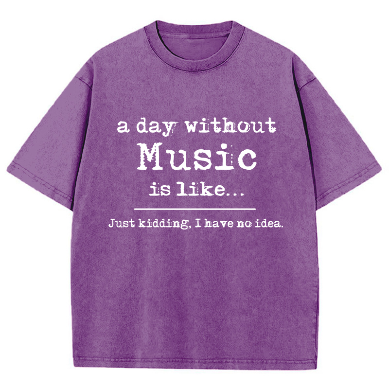 A Day Without Music Is Like Teacher Washed T-Shirt
