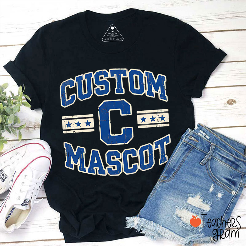 Personalized Mascot Varsity Initial Vintage Teacher T-Shirt
