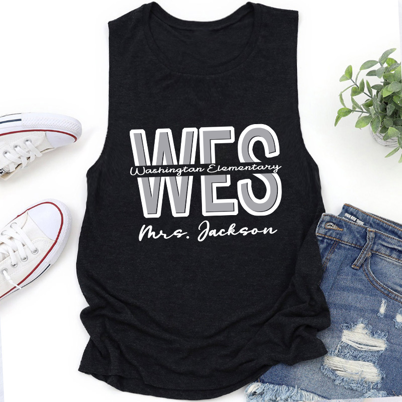 Personalized School Name Abbreviation School Color Teacher Tank Top