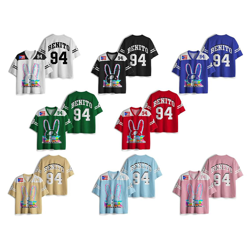 Personalized Super Bowl Bad Bunny Benito 94 Football Teacher Mesh Jersey