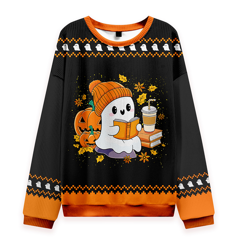 Reading Book Ghost Teacher Knit Sweatshirt