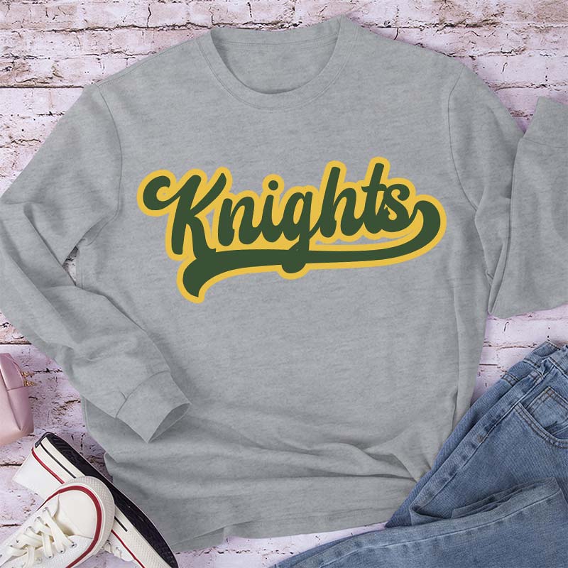 Personalized Mascot School Spirit Contrasting Colors Teacher Long Sleeve T-Shirt