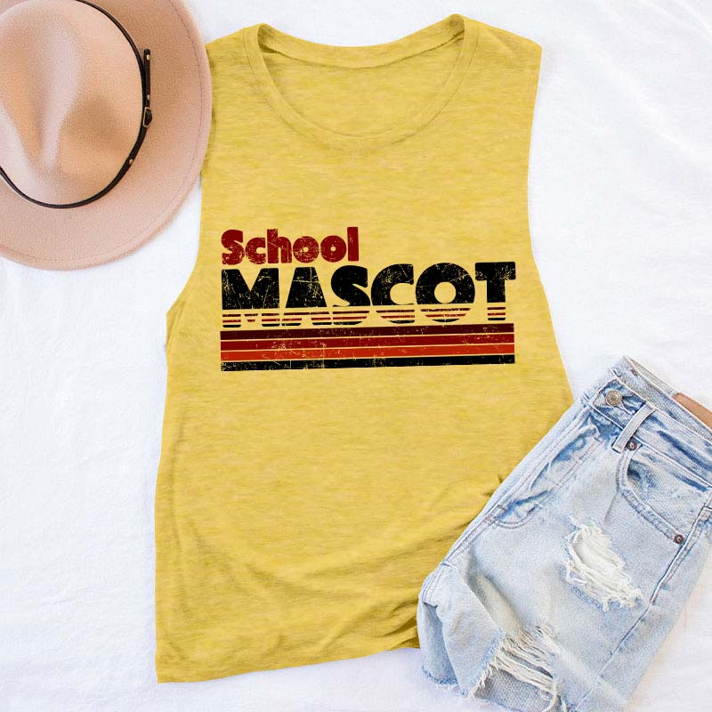 Personalized Mascot And School Name Contrast Color Line Design Teacher Tank Top