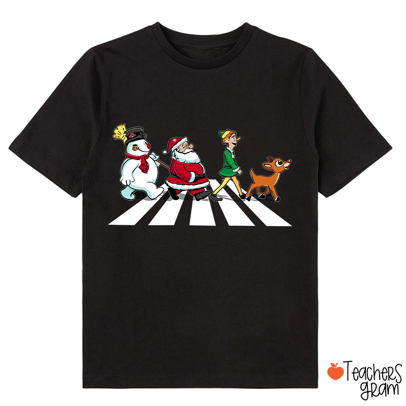 Santa Claus And His Friends Crossing The Road Class T-Shirt