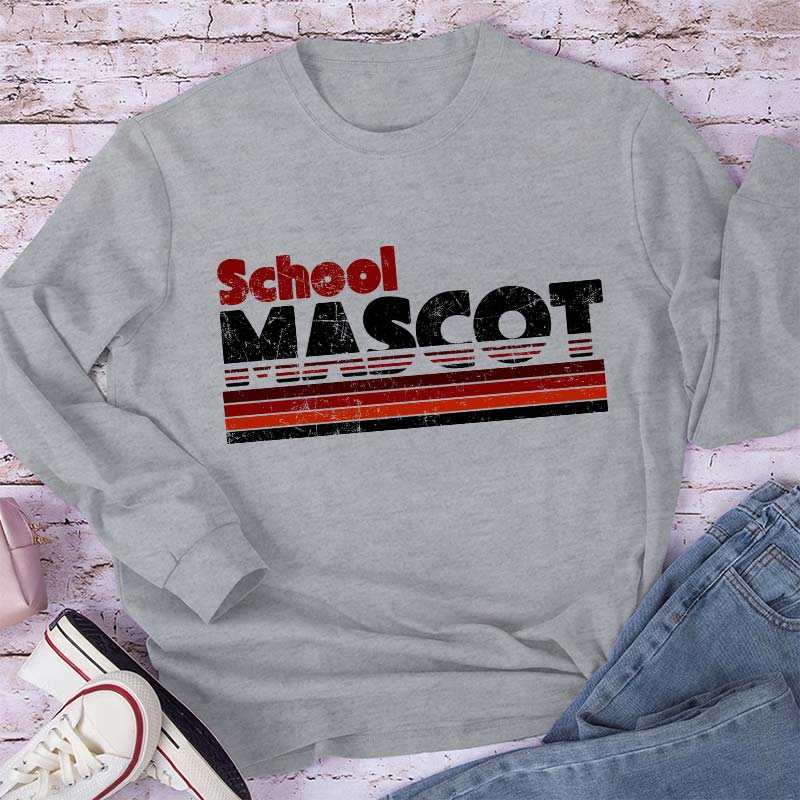 Personalized Mascot And School Name Contrast Color Line Design Teacher Long Sleeve T-Shirt