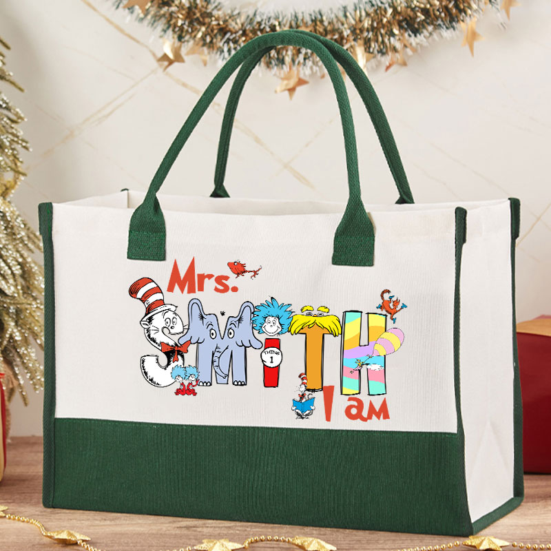 Personalized Name I Am Teacher Cotton Tote Bag