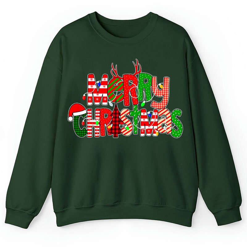 Merry Christmas With Rich Pattern Teacher Sweatshirt